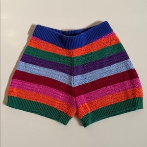 Zara Rainbow Stripe Knit Shorts